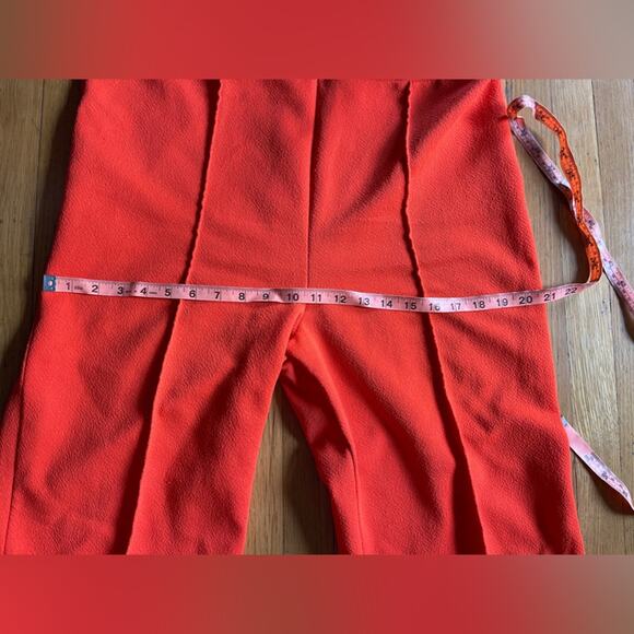 70s Vintage Double Knit Bright Orange Polyester Kick Flares - Picture 8 of 13